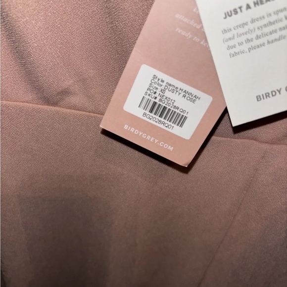 Birdy Grey Crepe Dress Dusty Rose Formal Sode Slit Ruffle Sleeve Women’s Sz XS - Picture 4 of 8
